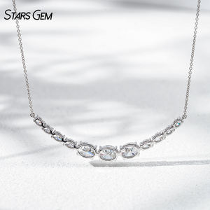 StarsGem Bijoux Fins Collier Tendance Sourire en Or Massif 18K Plaqué Rhodium avec Diamant de Laboratoire Taille Ovale Sertissage à Griffes, Cadeau pour Elle - Product Image 4
