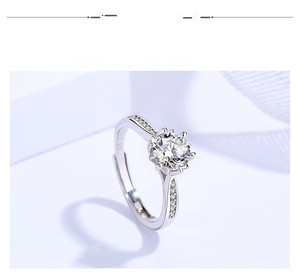 Moissanite <span class=keywords><strong>Diamond</strong></span> CZ 925 Sterling Silver Ring Wedding fidanzamento nuziale anello regolabile per le donne - Product Image 4