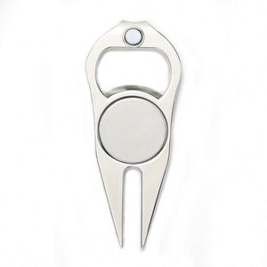 Ouvre-bouteille multifonctionnel avec outil de réparation de divots de golf en métal, supports vierges pour cadeaux promotionnels personnalisés - Product Image 6