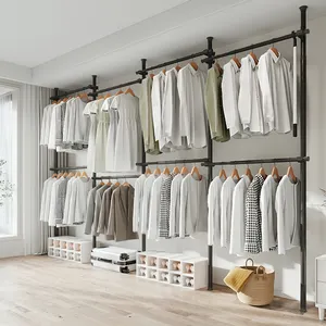 Einfaches Schlafzimmer Offener Kleider schrank Stahl Tragbarer Kleider schrank Designs Klappbarer Kleider schrank aus Metall für Kleidung