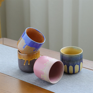 ถ้วยกาแฟเซรามิกแบบย้อนยุคพร้อม<span class=keywords><strong>ฝา</strong></span>ปิดเครื่องสโตนแวร์หินสีความจุขนาดเล็ก - Product Image 2