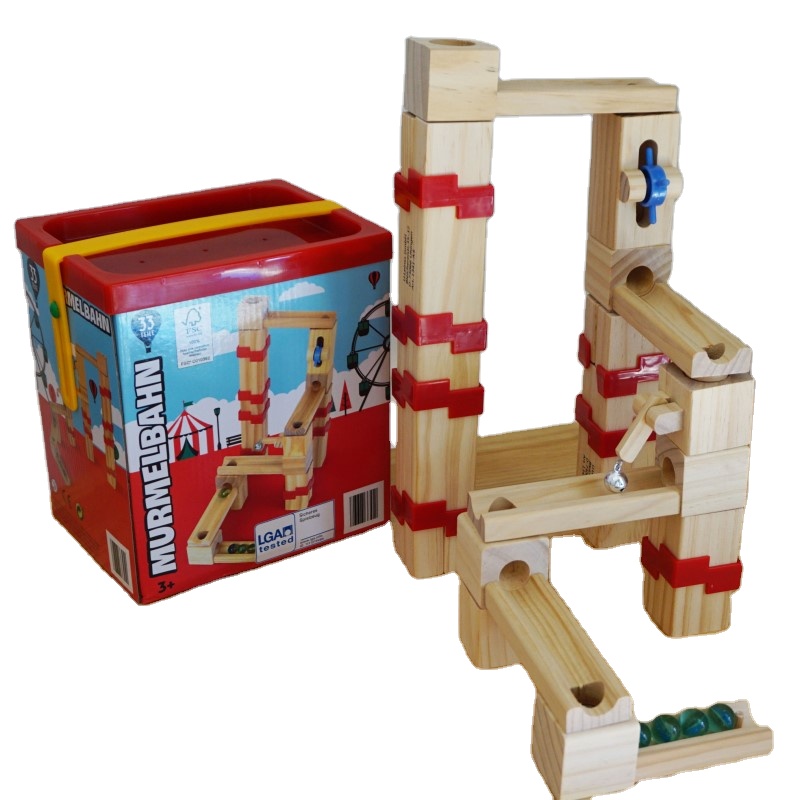 Классический Деревянный Строительный набор, игрушка для изучения физики, деревянная мраморная Беговая игрушка