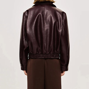 2025 personnalisé automne mode PU <span class=keywords><strong>cuir</strong></span> manteau court faux <span class=keywords><strong>cuir</strong></span> Bomber <span class=keywords><strong>veste</strong></span> Zip hiver femmes Faux <span class=keywords><strong>cuir</strong></span> <span class=keywords><strong>veste</strong></span> - Product Image 3