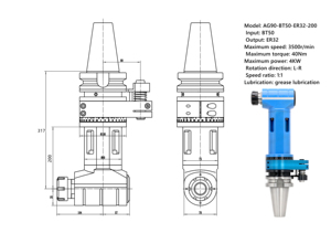 Cabezal de Fresado Angular BT40/50-ER32, Cabezal de Fresado de Ángulo Recto, Extensión de Cabezal de Fresado Transversal para Centro de Mecanizado - Product Image 2