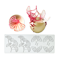 Tapis de cuisson en silicone motif feuille de Ginkgo AK, moule à biscuits, chocolat, tuiles, pochoir, décoration de gâteaux en fondant LFM-532