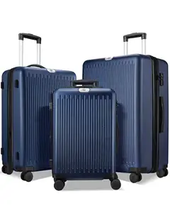 Custom Logo ABS Luggage Set 3/4 Pieces Set in 20 24 28 Inch Sizes hard shell Carry-On Suitcase and Luggage Set spinner