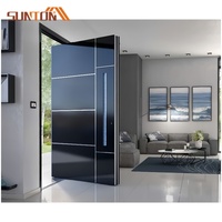 Porte d'entrée pivotante moderne en aluminium blindé pour maisons, grande porte de sécurité extérieure à double entrée