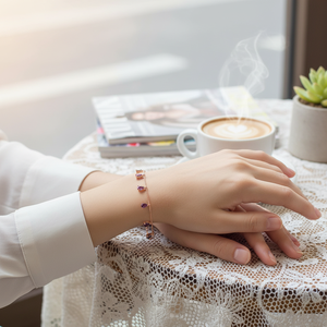สร้อยข้อมือหินเขย่าลูกแพร์อเมทิสต์925อเมทิสต์สำหรับผู้หญิงสร้อยข้อมือเงินแท้สำหรับตัดจากหินอเมทิสต์ - Product Image 3