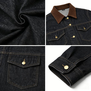 BSCI GRS Certified OEM Custom <strong>Men's</strong> High-Quality Raw Denim <strong>Jacket</strong> with Corduroy Collar Workwear <strong>Trucker</strong> Style for <strong>Men</strong> - Product Image 2