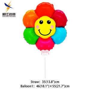 CYmylar虹色イルカヘリウムバルーンカップスティック虹色デイジーフラワークリップホルダー赤ちゃんシャワーパーティー用 - Product Image 3