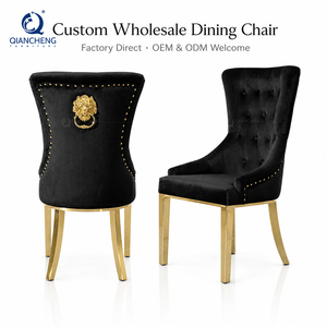 Sillas de Comedor de Terciopelo Estilo Italiano, Económicas, para Restaurante y Cocina, con Anillo de Tirar con Cabeza de León - Product Image 1