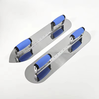 Truelle en acier inoxydable avec manche en plastique bleu confortable, outil de plâtrage durable pour les travaux de construction