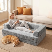 Canapé-lit multifonctionnel personnalisé pour humains et animaux, canapé d'intérieur en mousse haute densité avec housse amovible et lavable pour la maison