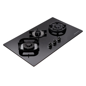 Table de cuisson à gaz intégrée 60 cm 3 brûleurs Panneau en verre trempé durable Table de cuisson à gaz en verre trempé - Product Image 2