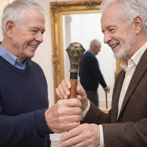 Calvin Handicrafts Antique Bronze Walking Cane With Carved Mask Handle Irregular Shape Art Collectible Sculpture - Product Image 2