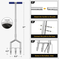 Aérateur de pelouse JH-Mech Custom Core Aerator à cadre renforcé en V, 3 dents creuses, tige multi-sections, aérateur à pointes métalliques