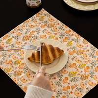Napperon de table double couche antidérapant en coton 100% style vintage avec motif animaux et plantes mignons pour la maison et les fêtes en extérieur