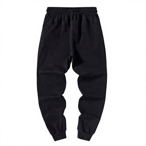 Pantalon de survêtement pour homme en coton 100% noir, taille élastique, décontracté, avec poches latérales - Product Image 1