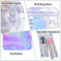 Petit mini pochette plate étanche à l'eau avec fermeture éclair laser holographique pour bijoux emballage de sac transparent en plastique vente en gros