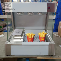 Armoire chauffante commerciale en acier inoxydable pour frites avec rangement et lampe chauffante, idéale pour les restaurants de restauration rapide