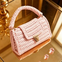 Sac fourre-tout en laine au crochet fait main, style minimaliste hiver, couleur unie, sac à bandoulière luxueux pour femme, best-seller transfrontalier
