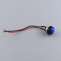 Saklar Tombol Tekan Sesaat 12mm Lubang Pemasangan 1/2 inci On Off Mini Bulat Tahan Air 5 Warna dengan Kabel Pra-solder PBS-33B