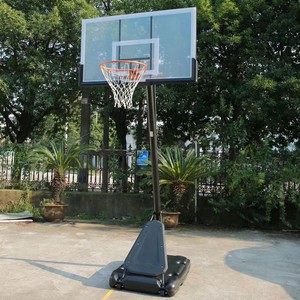 Aro de Baloncesto Móvil con Altura Ajustable, Marco de Aluminio, Tablero de Vidrio Templado, Equipo para Cancha al Aire Libre - Product Image 1