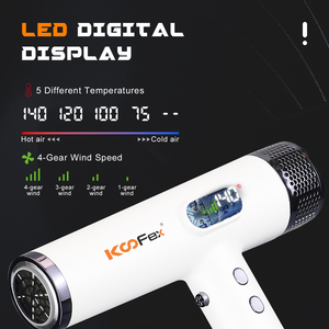 Koofex KF-8321 biểu tượng Tùy chỉnh công suất cao 1800W động cơ không chổi than 110,000 vòng/phút <span class=keywords><strong>LCD</strong></span> hiển thị tóc Blower 40 triệu tiêu cực ion máy sấy - Product Image 3
