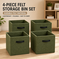 Lot de paniers de rangement pliables en feutre personnalisés avec poignées pour armoire et étagère domestique