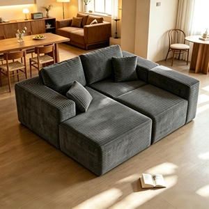 Canapé modulaire trois places en velours côtelé Disian avec éponge compressée et emballage sous vide pour usage hôtelier, livré en boîte, <span class=keywords><strong>lit</strong></span> canapé enfant - Product Image 2
