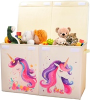 Coffre à jouets avec couvercle rabattable pour enfants, grande boîte de rangement de jouets Oxford pliable avec poignées pour garçons