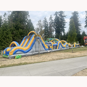 Nhà Máy Land Inflatable khóa học trở ngại đường hầm Combo trở ngại chạy trò chơi với Bouncer Inflatable lâu đài - Product Image 2