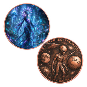 Moneta in Rame Puro .999 da 1oz, Serie Spaziale Sci-Fi con Stampa UV a Colori <span class=keywords><strong>UFO</strong></span> Alieno, Medaglia Commemorativa - Product Image 3