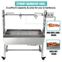 Rôtissoire d'Extérieur Barbecue en Acier Inoxydable Portable à Broche pour Cochon Entier Agneau, Barbecue à Charbon de Bois