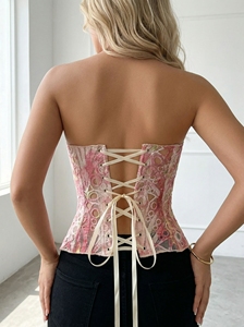 Nouveau Body Sexy pour Femme — Collection Printemps/Été : Broderies Florales, Laçage, Découpes et <span class=keywords><strong>Dos</strong></span> <span class=keywords><strong>Nu</strong></span> (Style Crop Top) - Product Image 2