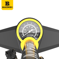 Pompe à pied portable BAIMEI en acier pour vélo, gonfleur haute pression 130-160 PSI, écologique, étanche, avec valve