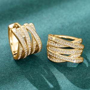 Orecchini a Perno con Linee Incrociate Stratificate per Donne, Eleganti Accessori per Orecchie da Indossare Quotidianamente - Product Image 5