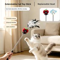 Bâtonnet rétractable long en peluche pour chat, motif fraise et requin, pour l'entraînement interactif des chatons et le soulagement de l'ennui, 2 modèles, 50g