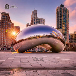 Sculpture de porte en nuage en acier inoxydable poli miroir TREVI, décoration extérieure de grande taille - Product Image 5