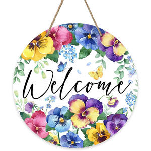 Panneau de porte suspendu en bois au design Art Déco, motif floral de primulas décoratif, vente en gros - Product Image 5