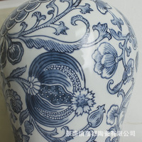 Jingdezhen F vas porselen biru putih, gaya Tiongkok bunga simulasi transparan keramik pintu masuk ruang tamu rumah tangga