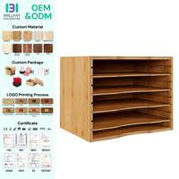 Organisateur de papier BH, trieur de courrier en bambou, organisateur de bureau à 5 niveaux avec étagères réglables pour l'école, la maison et le bureau