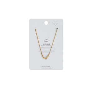 Collana Zodiacale Acuario in Acciaio Inossidabile con Ciondolo in Zirconia Cubica per Donne - Product Image 1