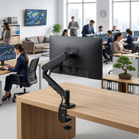 Groothandel goedkope zwart kunststof gecoate ijzeren computermonitorstandaard met verstelbare multi-hoek 90 graden kantelfunctie nieuw 17-32 inch