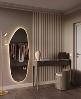 Espejo de Pared Curvo Personalizado de Vidrio y Aluminio con Iluminación de 4000K, 60x170cm, Sensor, Diseño Moderno Ecológico y Decorativo de Cuerpo Entero