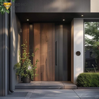 Porte d'entrée pivotante moderne en aluminium, extérieure, de luxe, pour maison principale, villa, noire, sur mesure, grande taille, robuste, qualité supérieure