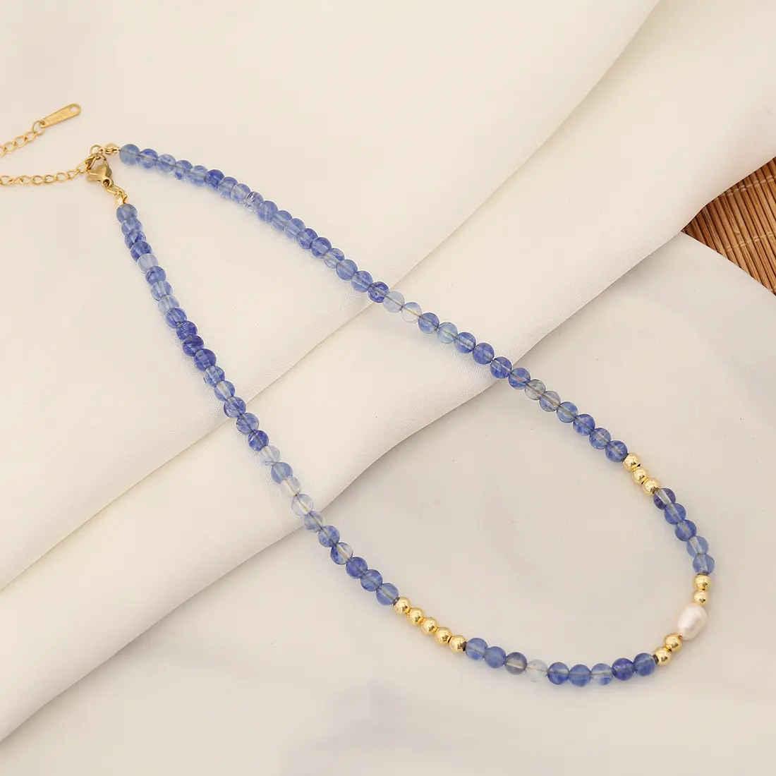 Original Design Niche Collarbone Chain Fashion Pearl Colored Natural Stone Beaded Necklace Palestinian Necklace