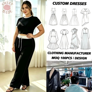 Conjunto de 2 Piezas para Mujer Talla Grande: Top Corto de Manga Corta con Ribete en Contraste y Pantalones Anchos de Cintura Alta con Cordón Ajustable, Ropa Casual para Estar en Casa - Product Image 1