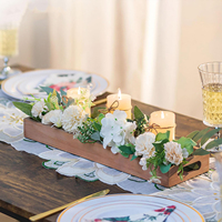 Rectangle Long Plateau Étroit: Rectangle Rustique En Bois avec Poignée Creuse Chandelier Plateau pour Famille Table Basse Salon