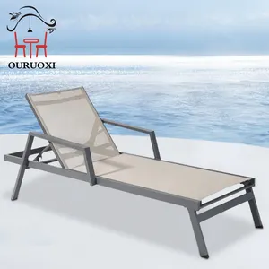 Ajustável Outdoor Pátio Mobiliário Solário Alumínio Beach Pool Sun Lounger